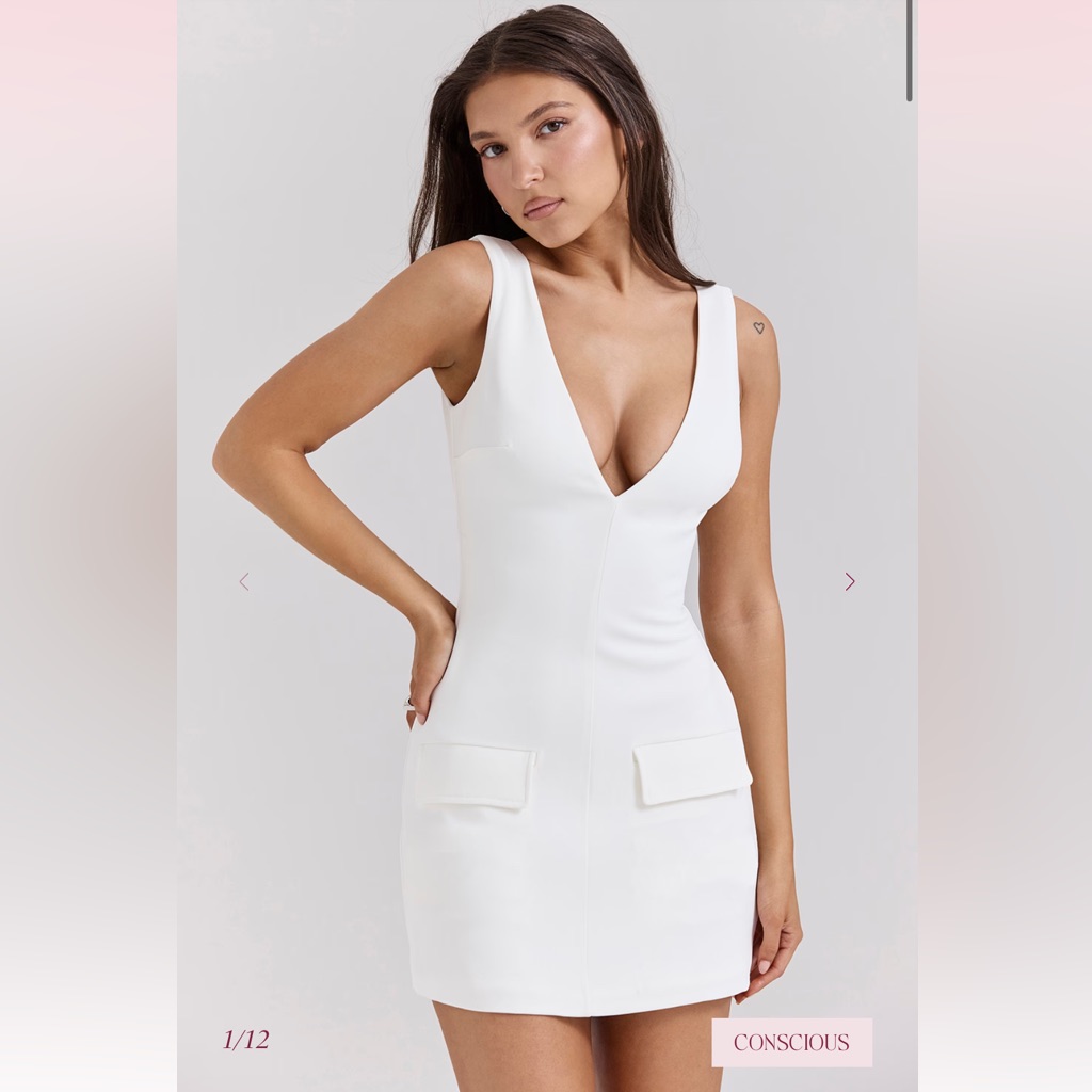 House Of Cb Olympia White Plunge Mini Dress